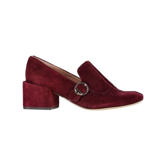 Tory Burch Tess Block-Heel Loafers in Burgundy Suede
